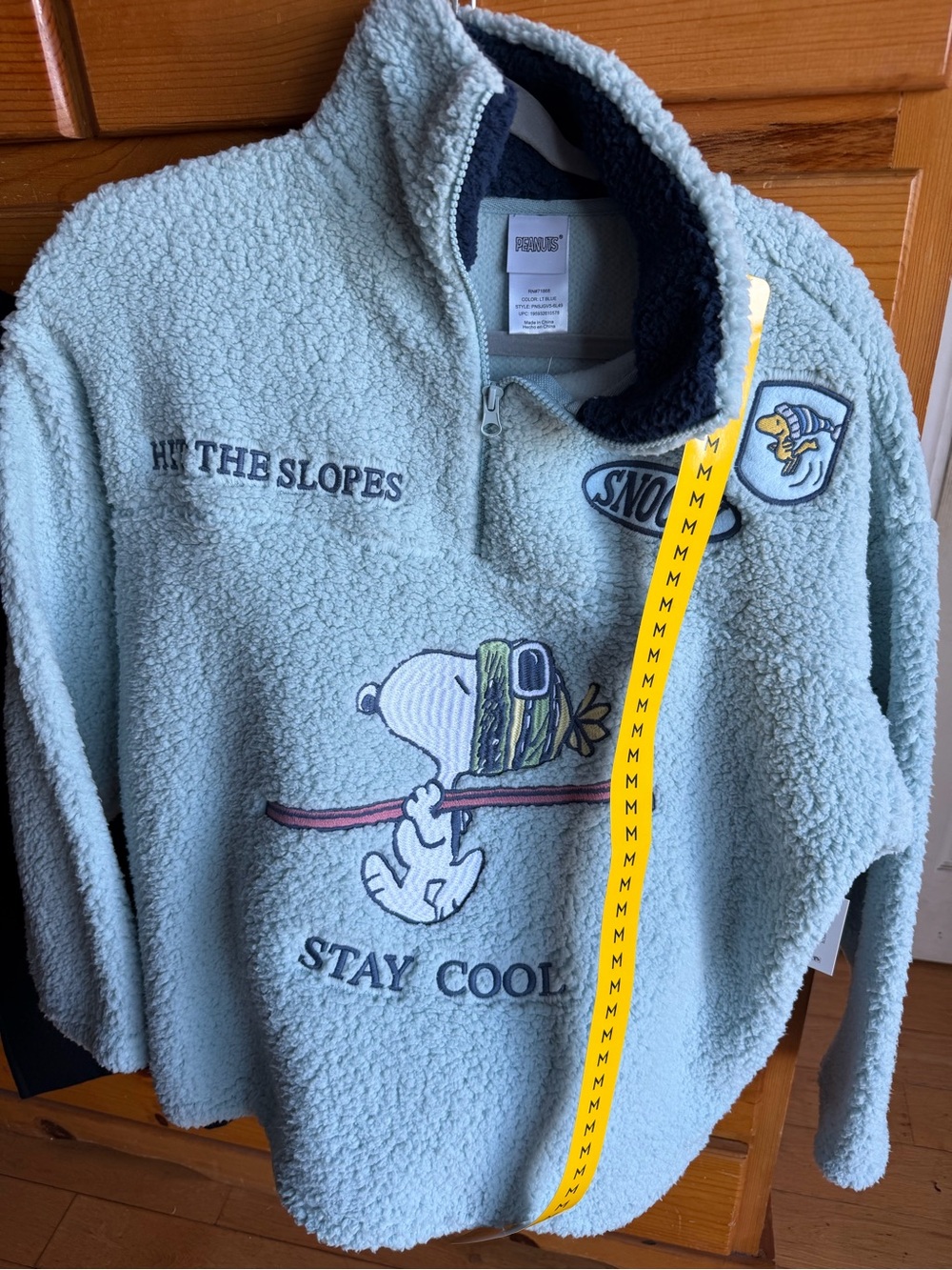 Peanuts Adult M- Light Blue Sherpa Pullover Jacket - Stay Cool